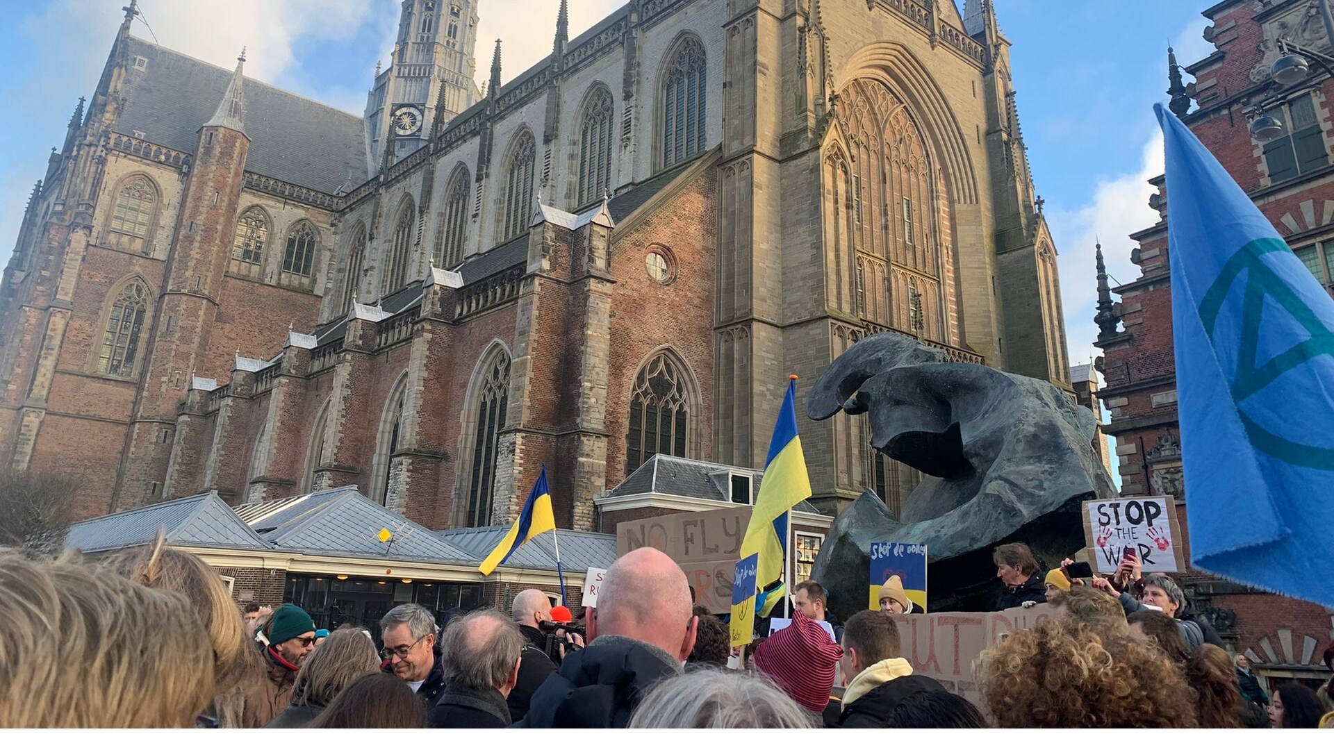 Demonstratie Tegen oorlog Oekraine Groete Markt Haarlem
