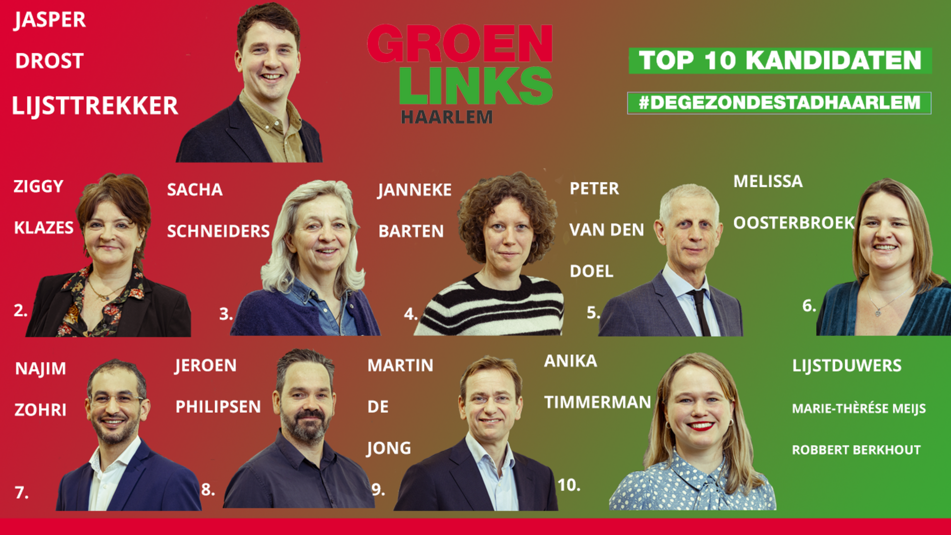 Top-10 kandidaten GroenLinks Haarlem